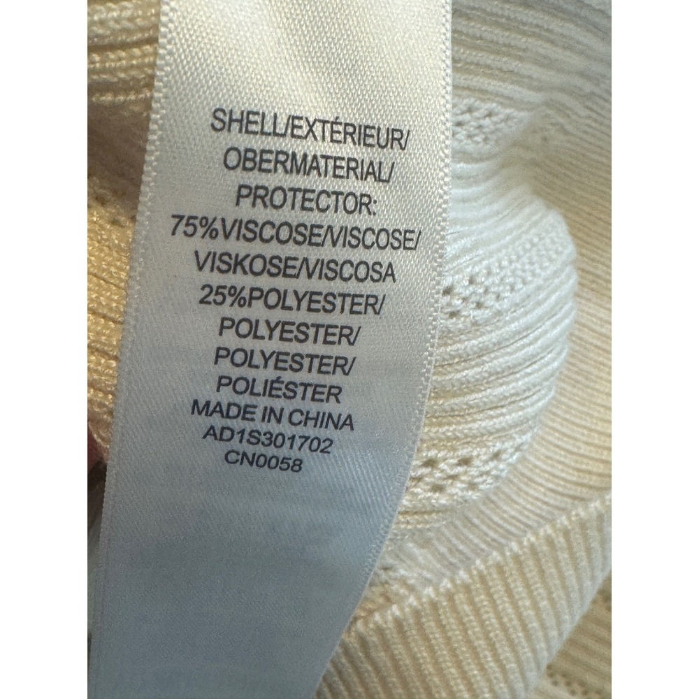 Adrianna Papell Ivory Ribbed Pointelle Knit Polo Top Navy Trim XL AD1S301702 - Picture 6 of 8